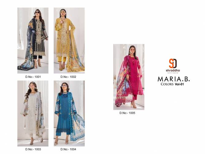 Maria B Colors Vol 1 By Shraddha Embroidery Cotton Pakistani Suits Wholesale Market In Surat
